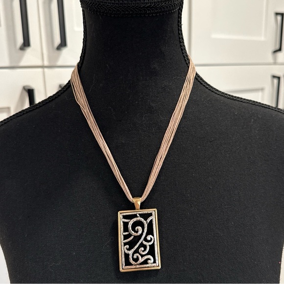 Gorgeous Mix Metal Multi Strand Necklace Beige Gold Silver Handmade 20” - Picture 1 of 10